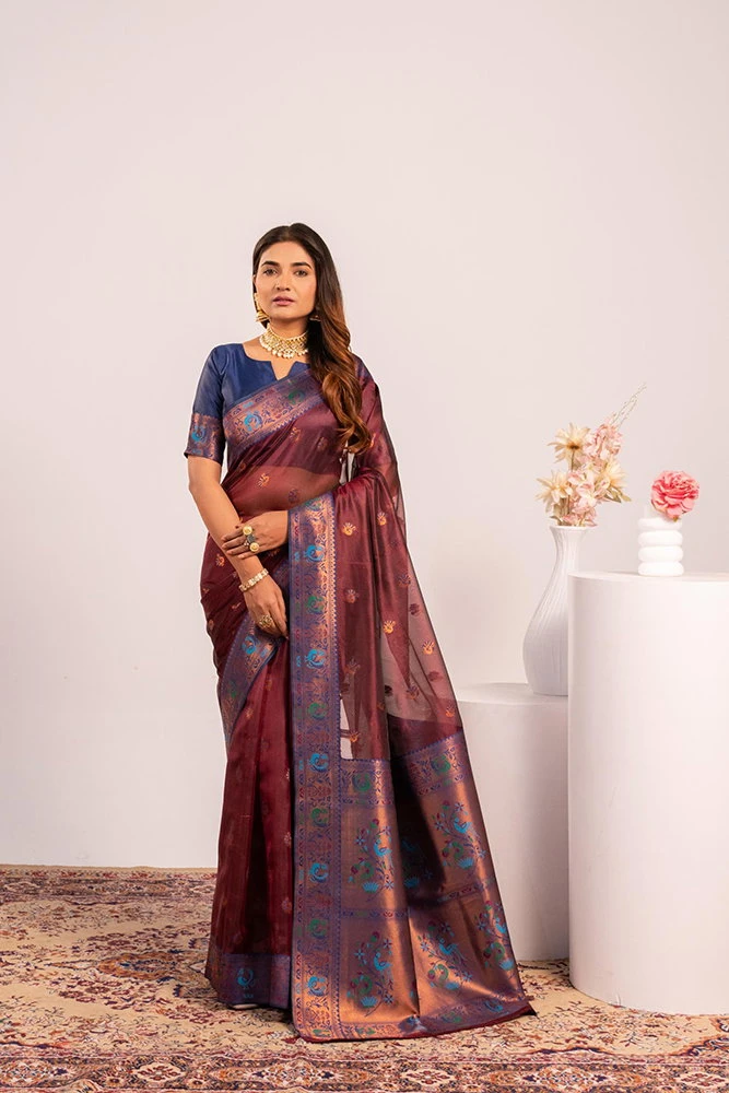 Jf 3527 Soft Tissue Silk Zari Woven Paithani Saree Collection