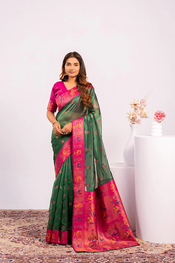 Jf 3527 Soft Tissue Silk Zari Woven Paithani Saree Collection