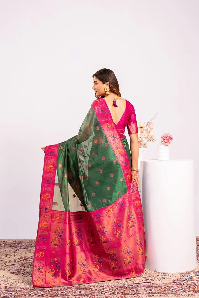 Jf 3527 Soft Tissue Silk Zari Woven Paithani Saree Collection
