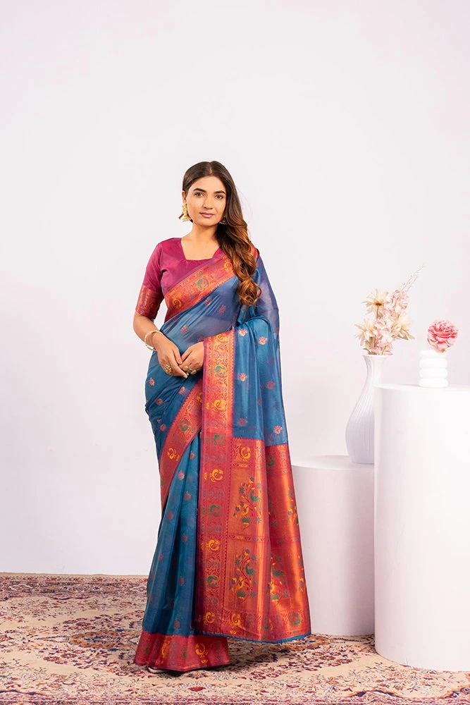 Jf 3527 Soft Tissue Silk Zari Woven Paithani Saree Collection