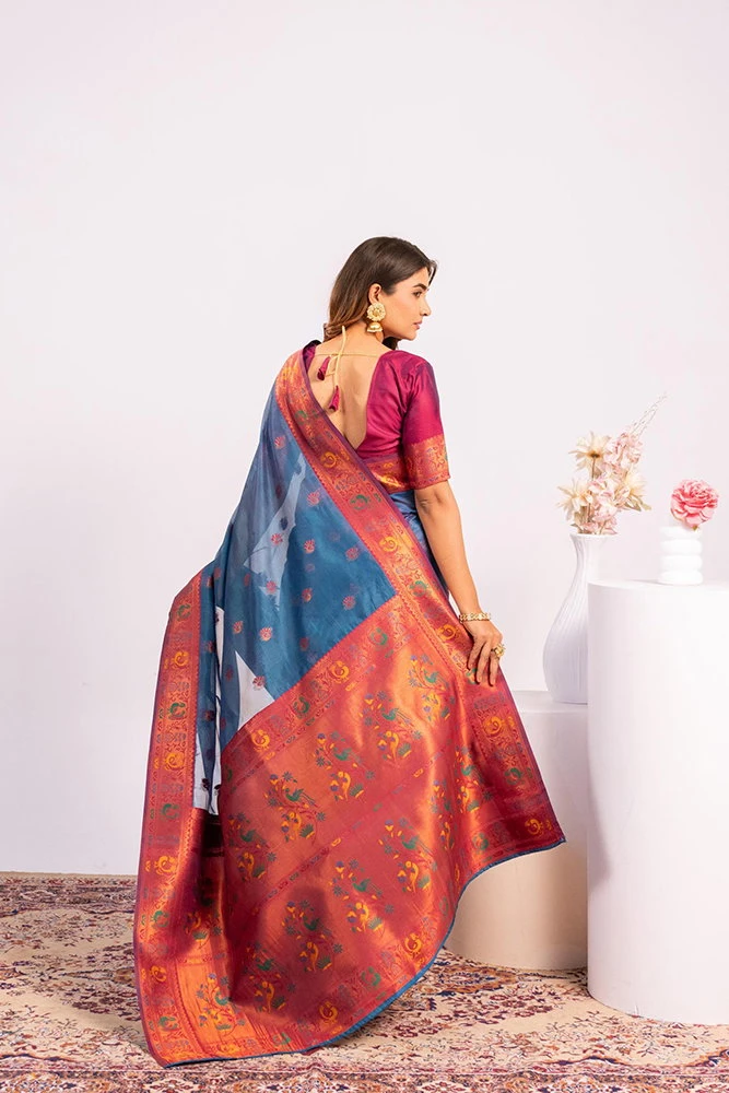 Jf 3527 Soft Tissue Silk Zari Woven Paithani Saree Collection