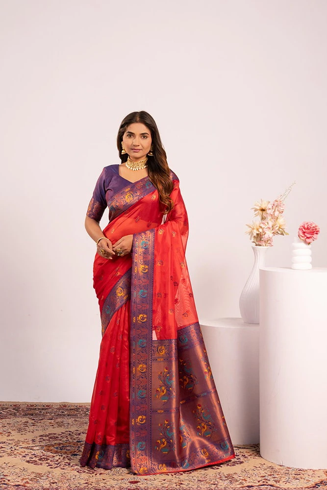 Jf 3527 Soft Tissue Silk Zari Woven Paithani Saree Collection