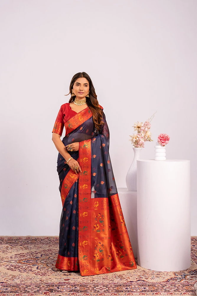 Jf 3527 Soft Tissue Silk Zari Woven Paithani Saree Collection