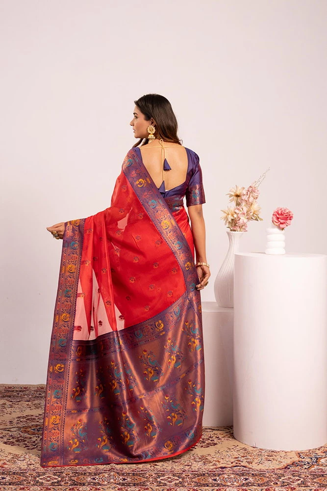 Jf 3527 Soft Tissue Silk Zari Woven Paithani Saree Collection