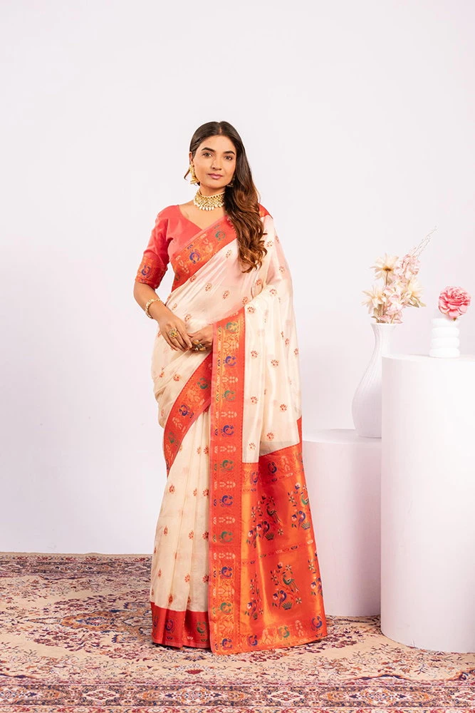 Jf 3527 Soft Tissue Silk Zari Woven Paithani Saree Collection