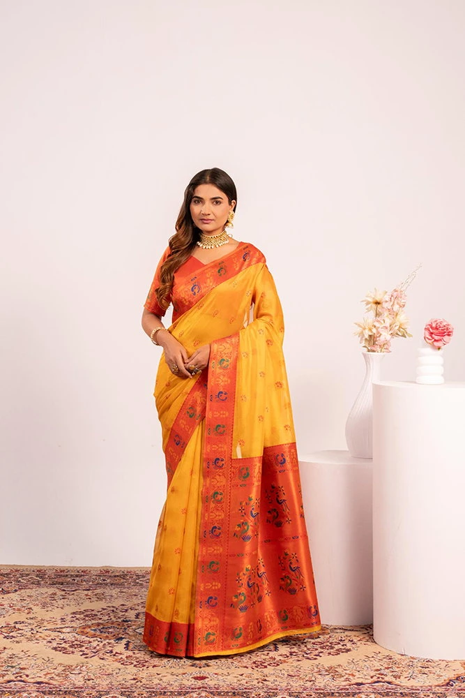 Jf 3527 Soft Tissue Silk Zari Woven Paithani Saree Collection