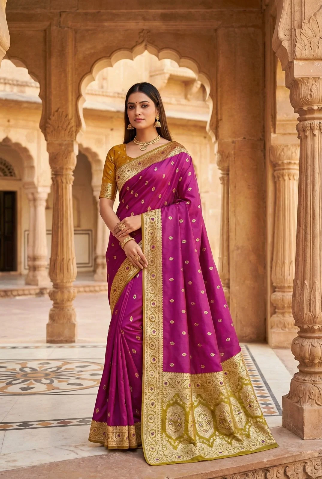 Mb 150 a Soft Banarasi Silk Zari Weaving Saree Collection