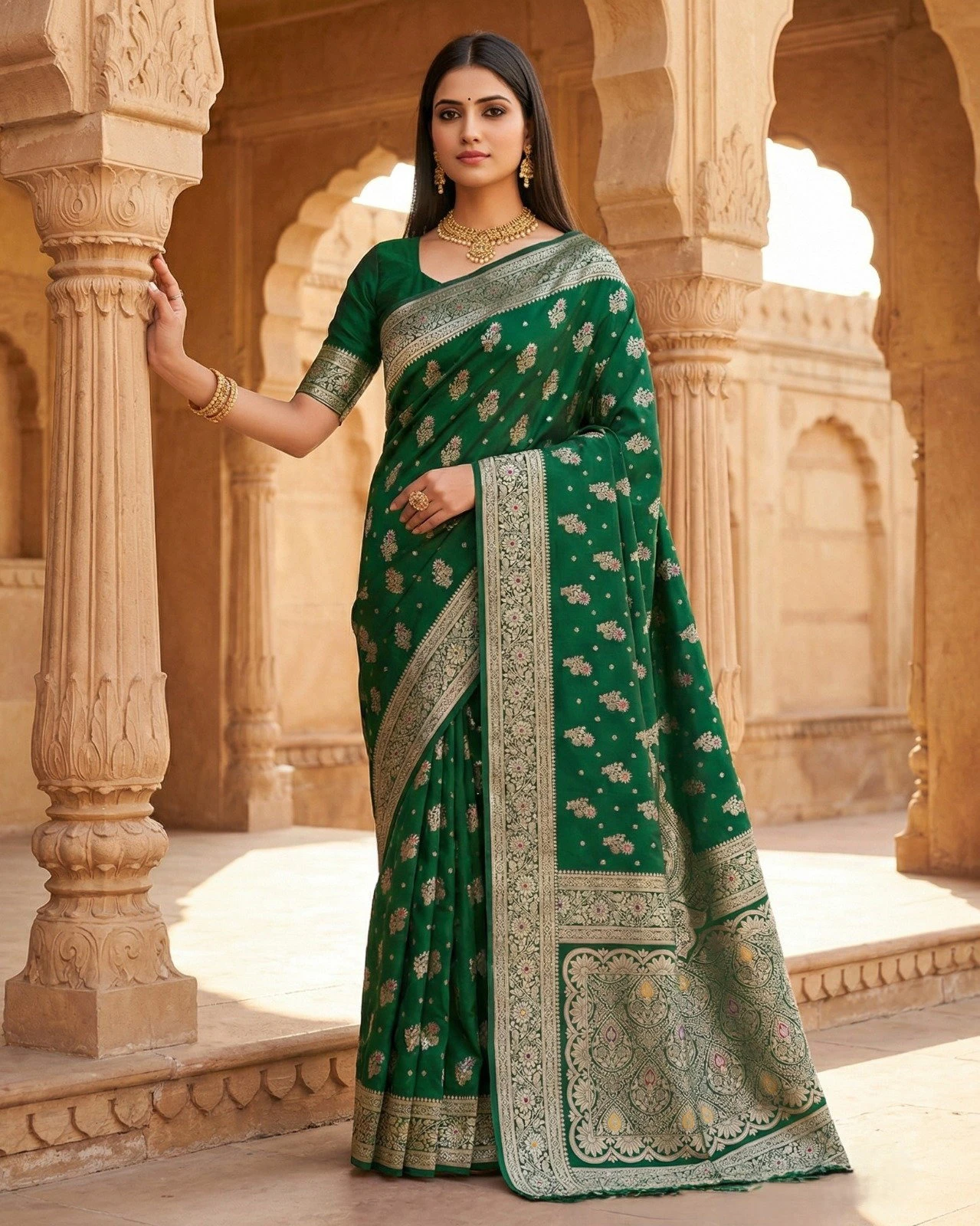 Mb 3279 Banarasi Katan Silk Gold Zari Weaving Saree Collection
