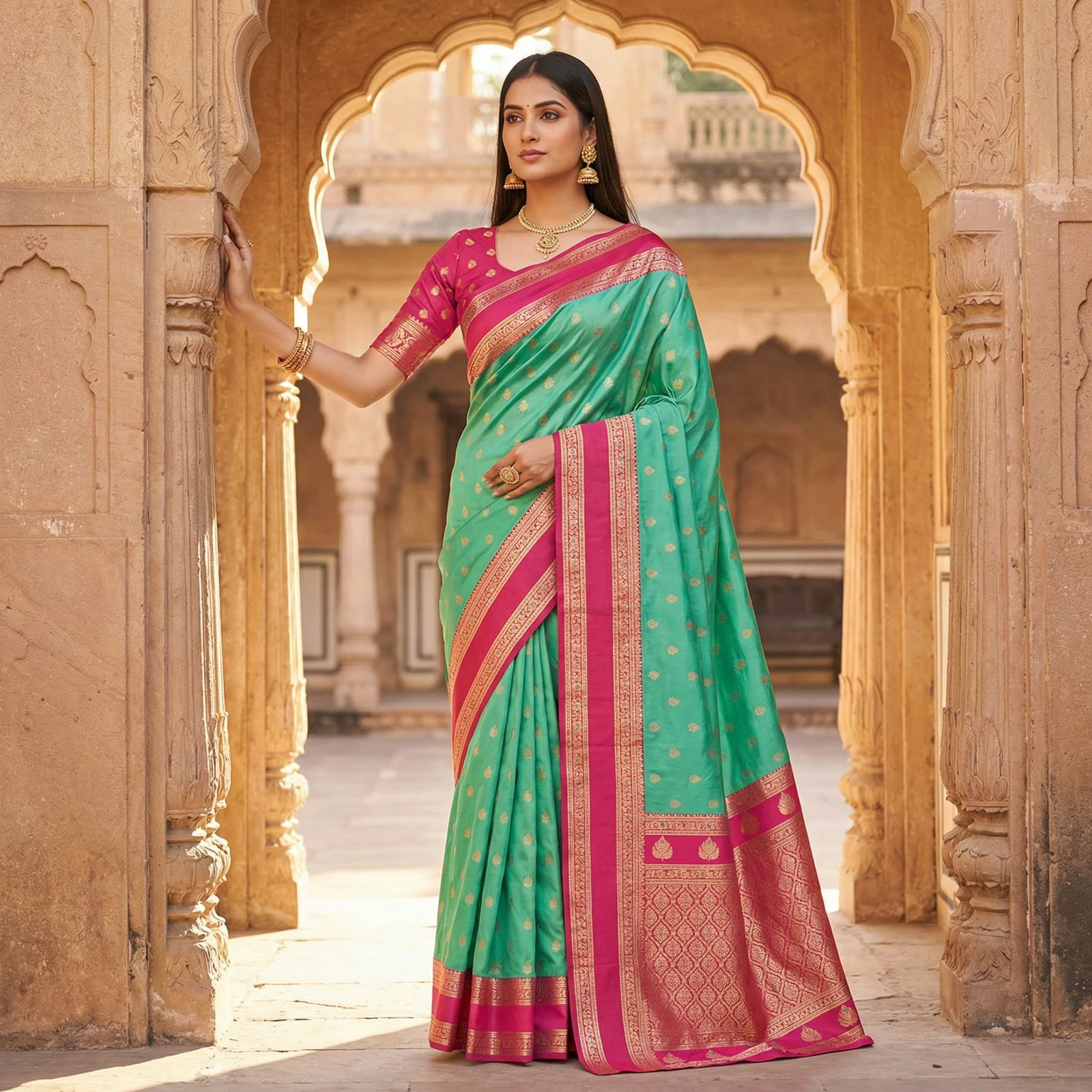 Mb 3324 Banarasi Silk Zari Weaving Saree Collection