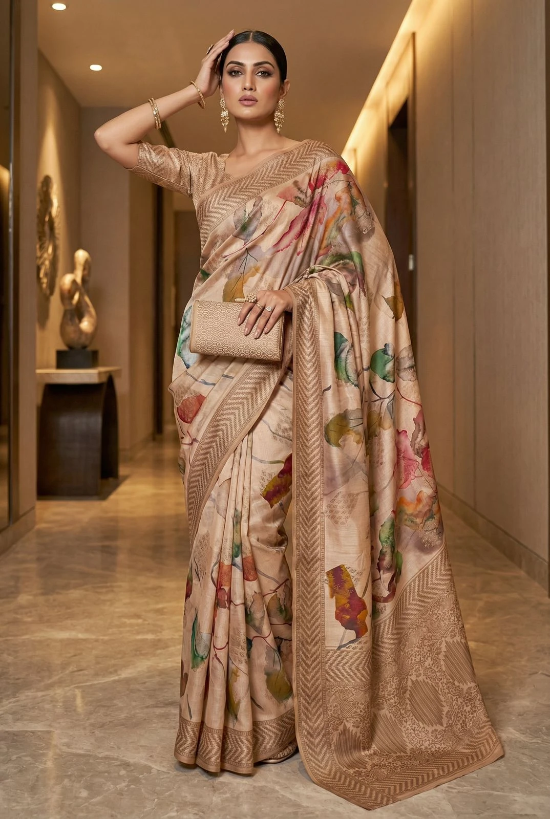 Mb Digital Vol 2 Dola Banarasi Floral Printed Saree Collection