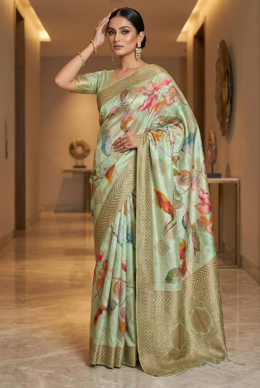 Mb Digital Vol 2 Dola Banarasi Floral Printed Saree Collection