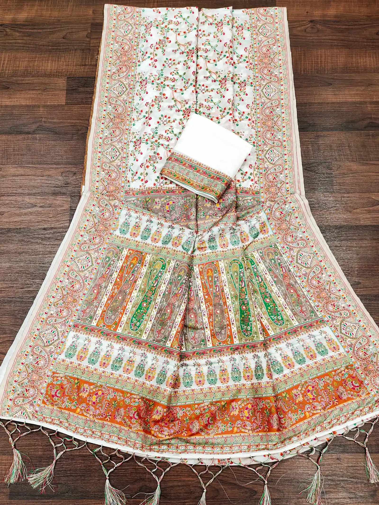 Mb White Pashmina Vol 1 Soft Rajwadi Silk Weaving Saree Collection