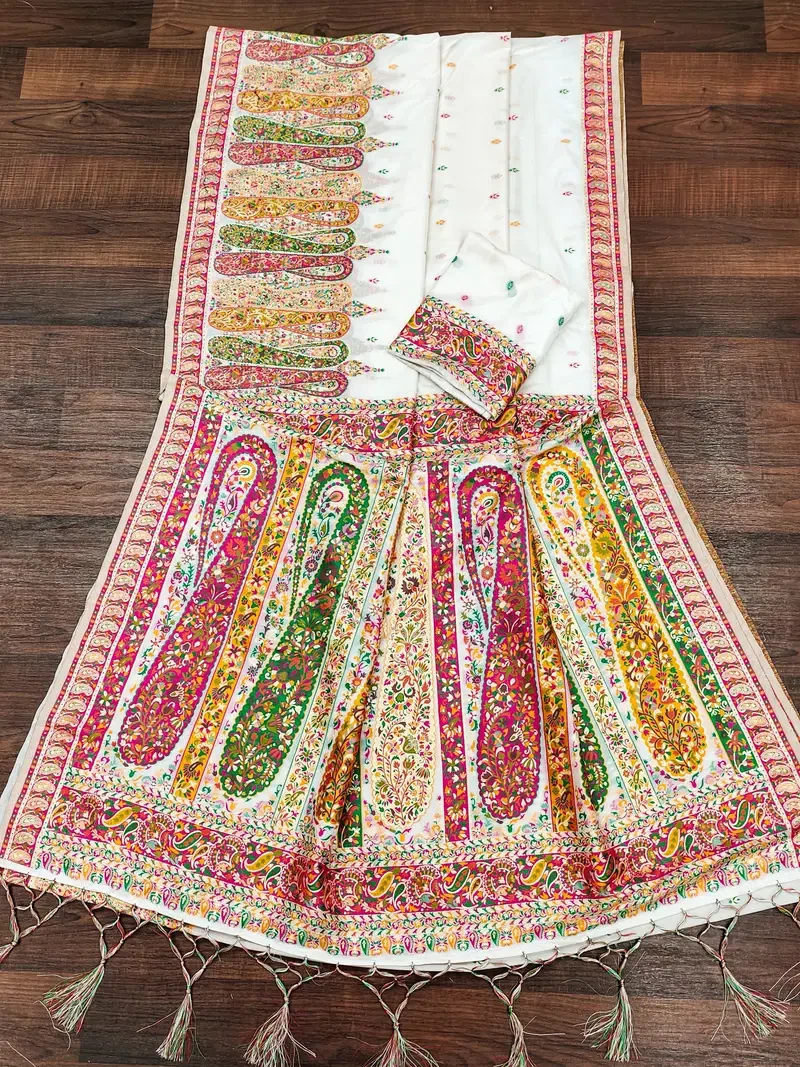 Mb White Pashmina Vol 1 Soft Rajwadi Silk Weaving Saree Collection