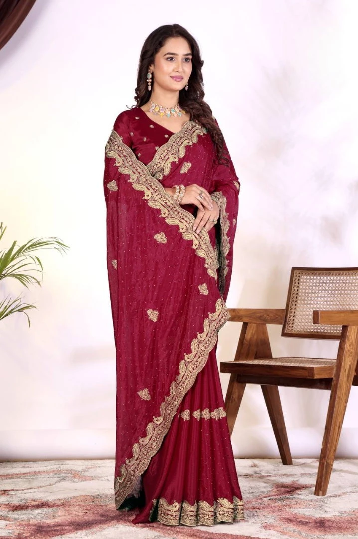 Nano Mor Mg Star Georgette Embroidered Party Wear Saree Collection