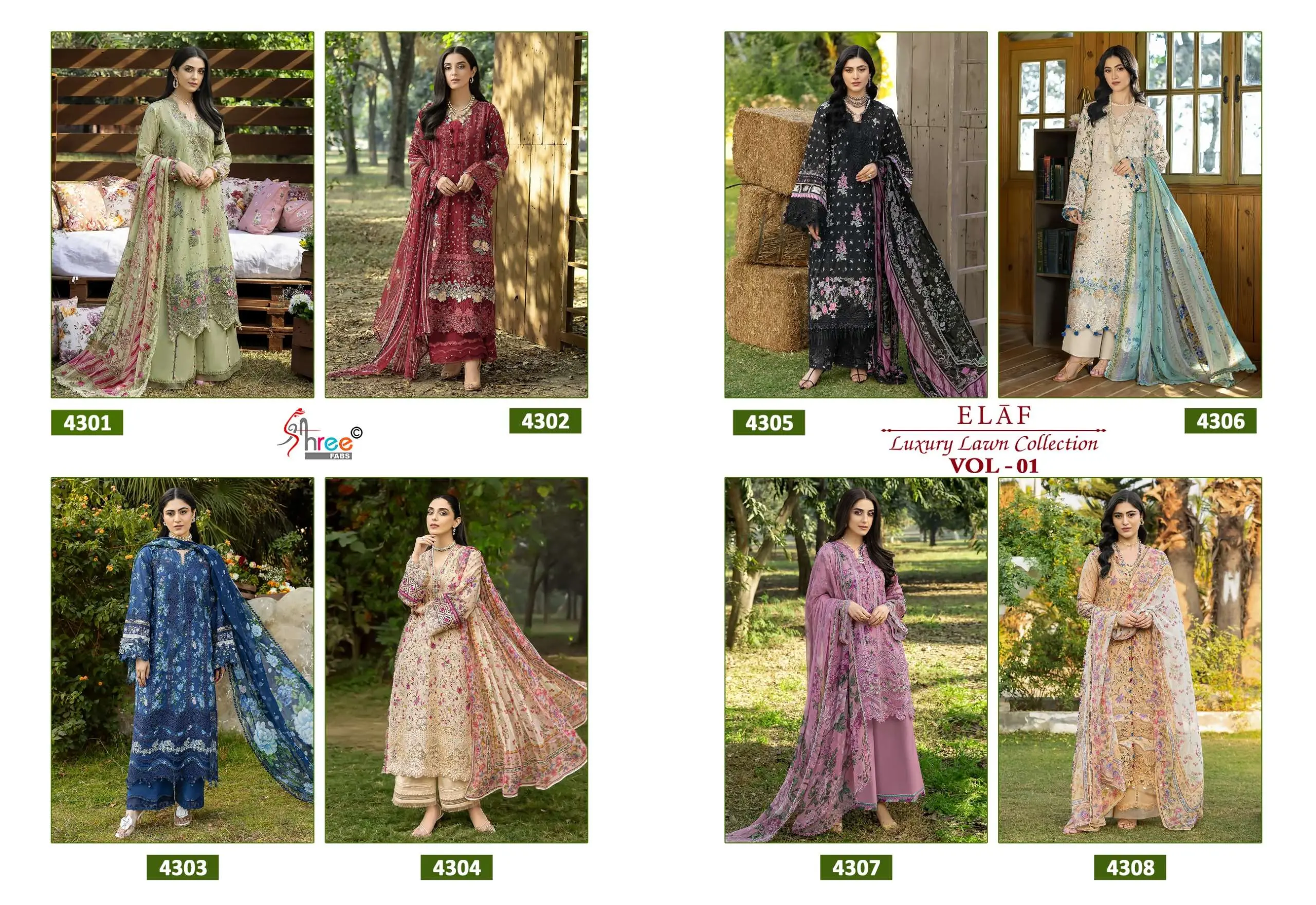 Shree Fab Elaf Luxury Lawn Collection Vol 1