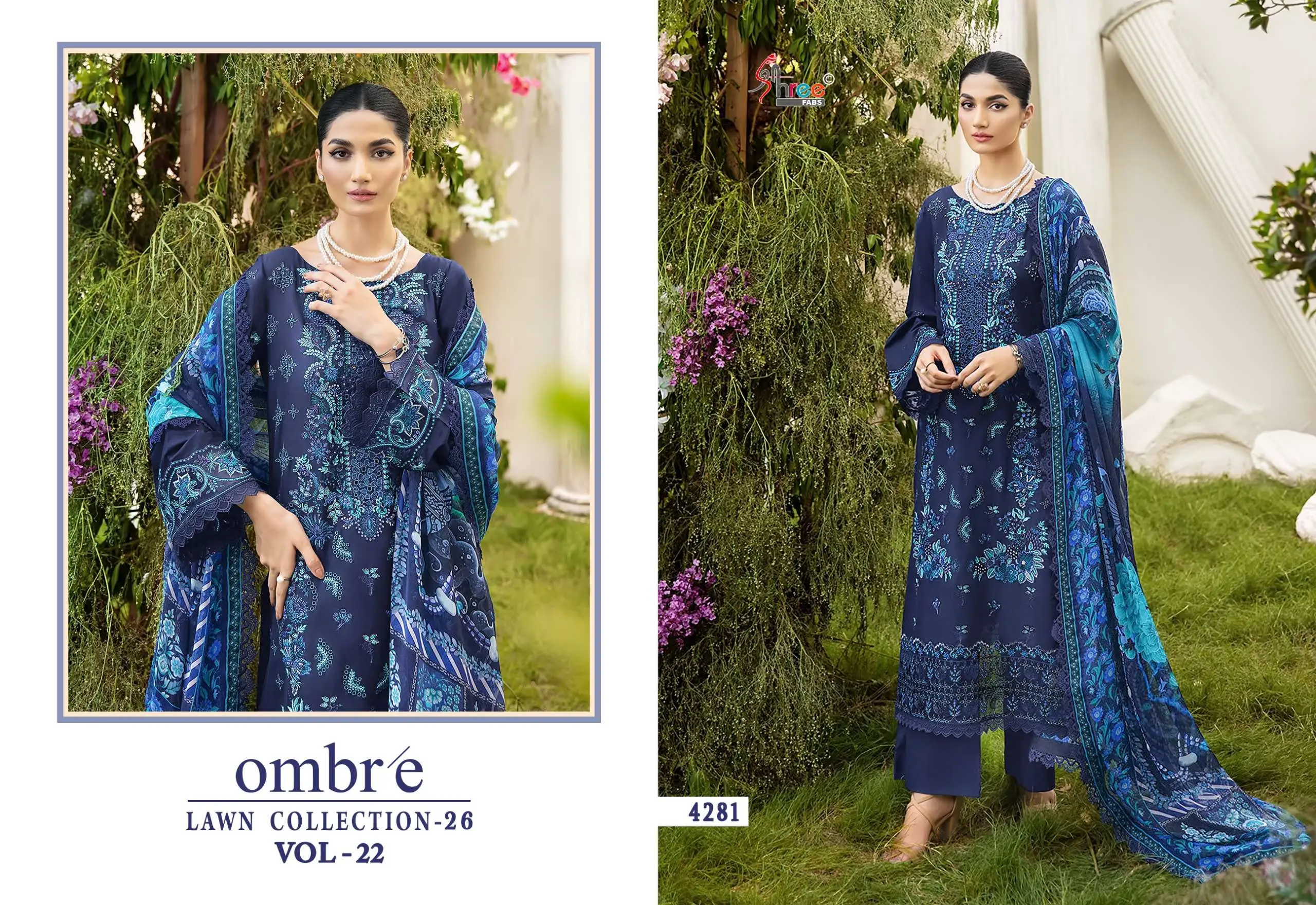 Shree Fab Ombre Lawn Collection 26 Vol 22