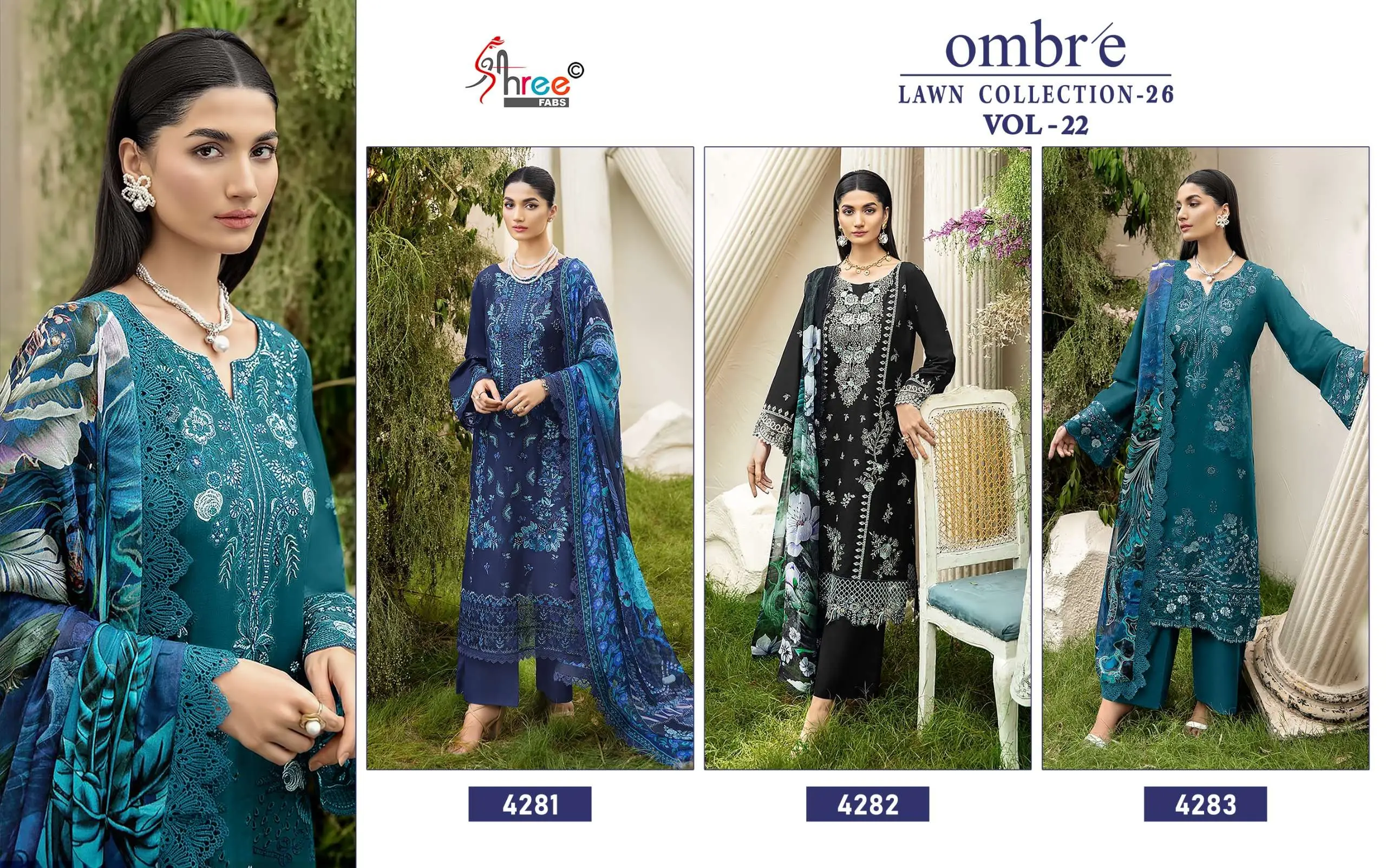 Shree Fab Ombre Lawn Collection 26 Vol 22