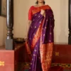 Soft Silk 6096 Lichi Silk Jacquard Embroidery Saree Collection