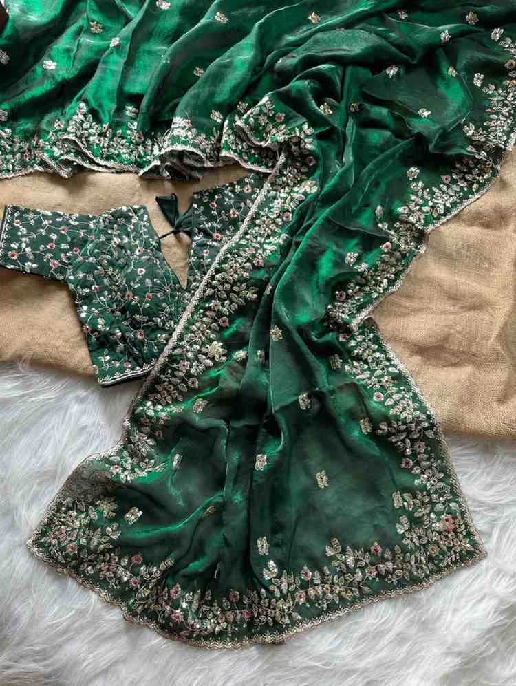 Kc 410 Fandy Sattin Silk Seqeunce Worked Premium Saree Collection