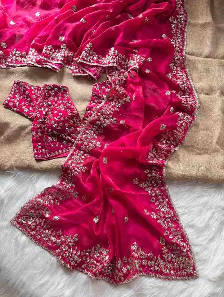 Kc 410 Fandy Sattin Silk Seqeunce Worked Premium Saree Collection