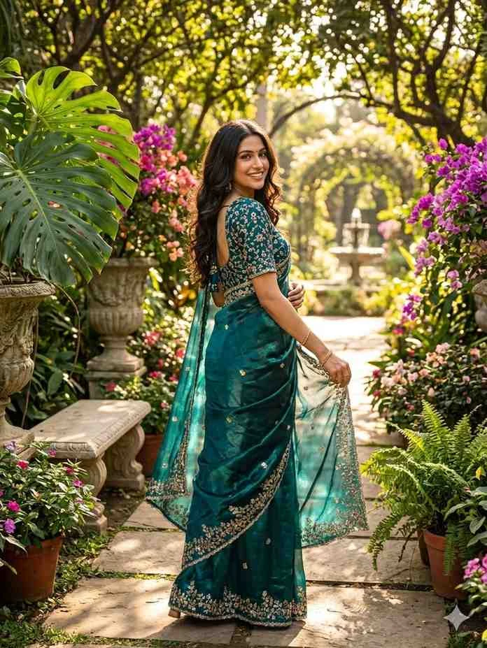 Kc 410 Fandy Sattin Silk Seqeunce Worked Premium Saree Collection