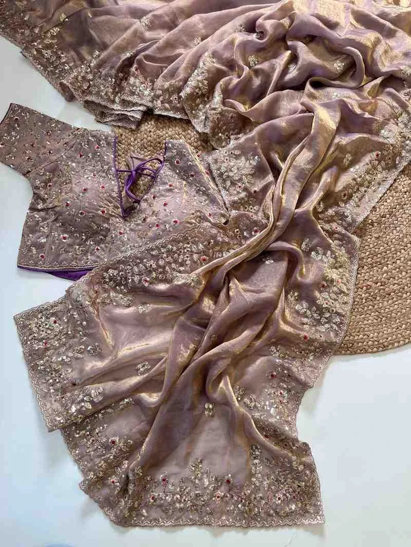 Kc 410 Fandy Sattin Silk Seqeunce Worked Premium Saree Collection