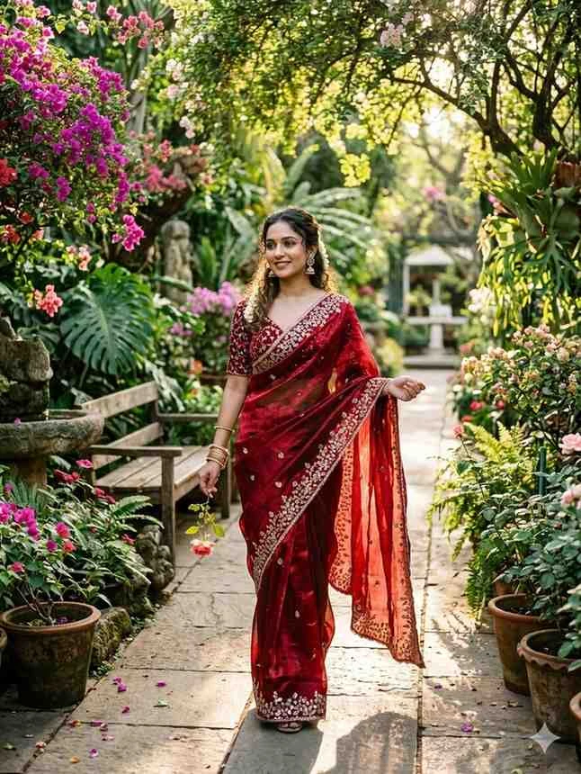 Kc 410 Fandy Sattin Silk Seqeunce Worked Premium Saree Collection
