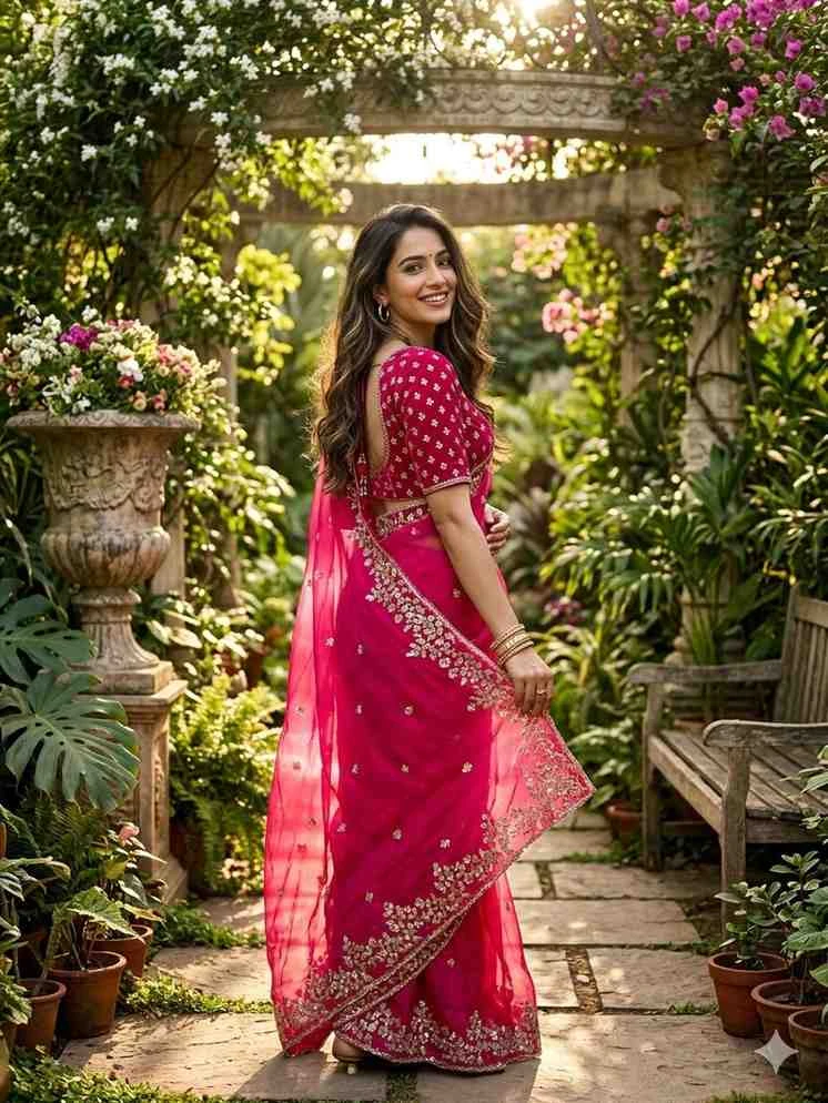 Kc 410 Fandy Sattin Silk Seqeunce Worked Premium Saree Collection