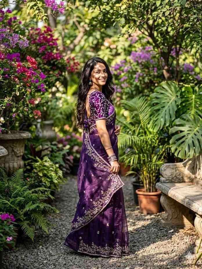 Kc 410 Fandy Sattin Silk Seqeunce Worked Premium Saree Collection