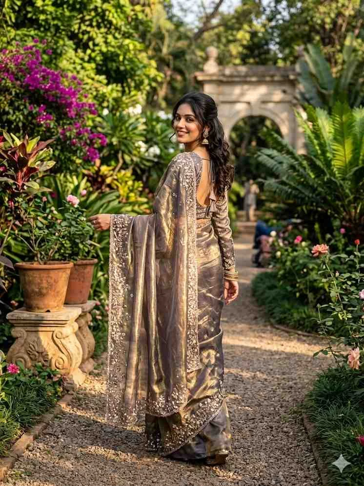 Kc 410 Fandy Sattin Silk Seqeunce Worked Premium Saree Collection