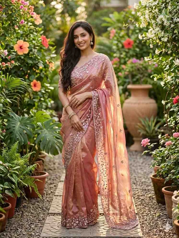 Kc 410 Fandy Sattin Silk Seqeunce Worked Premium Saree Collection