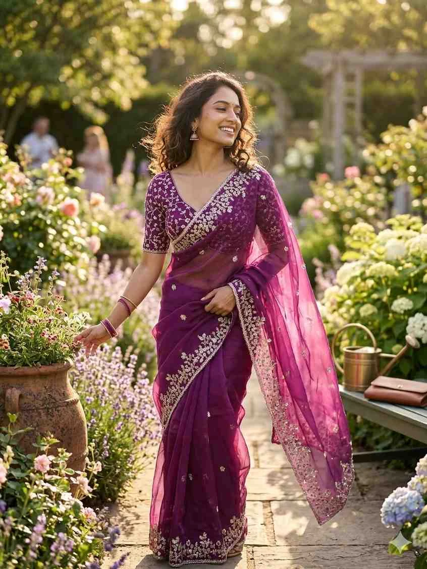 Kc 410 Fandy Sattin Silk Seqeunce Worked Premium Saree Collection