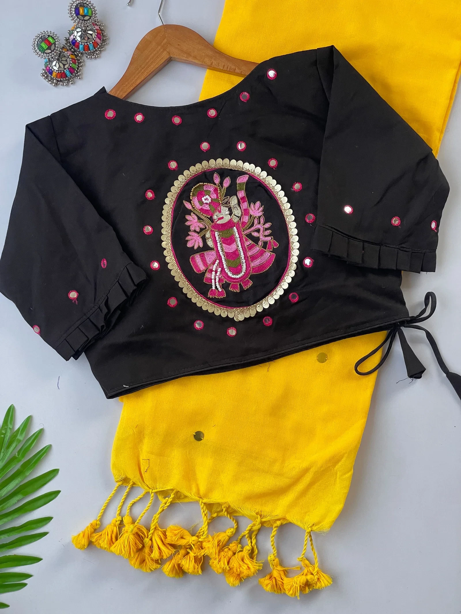 Khadi Black Love Cotton Saree with Embroidered Blouse Collection