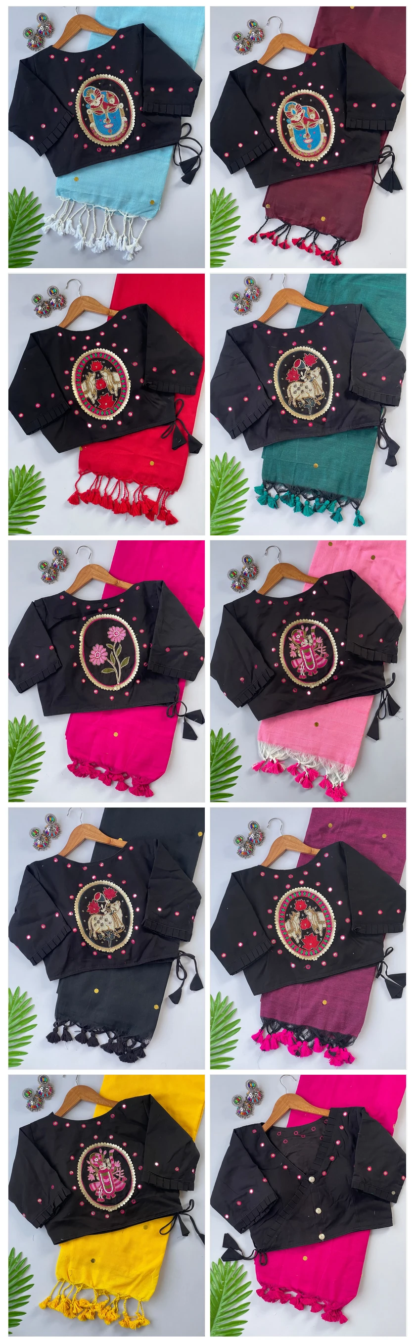 Khadi Black Love Cotton Saree with Embroidered Blouse Collection