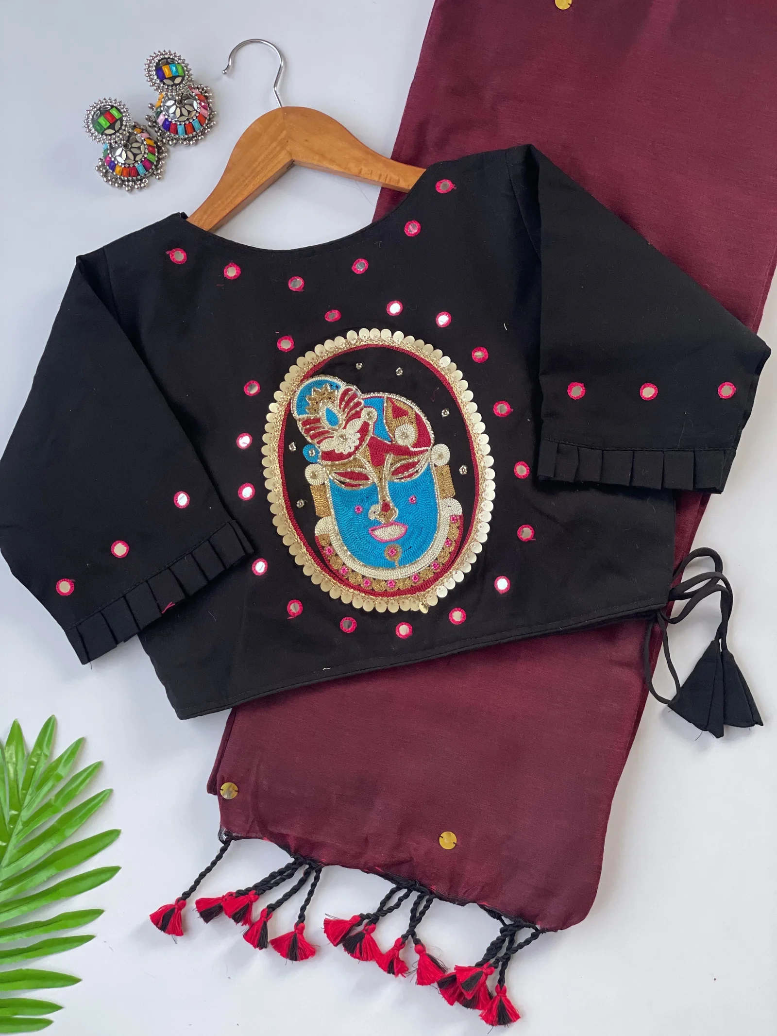 Khadi Black Love Cotton Saree with Embroidered Blouse Collection