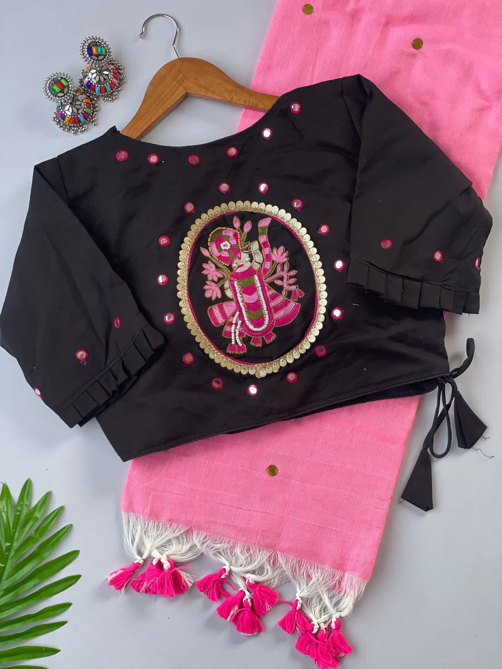 Khadi Black Love Cotton Saree with Embroidered Blouse Collection
