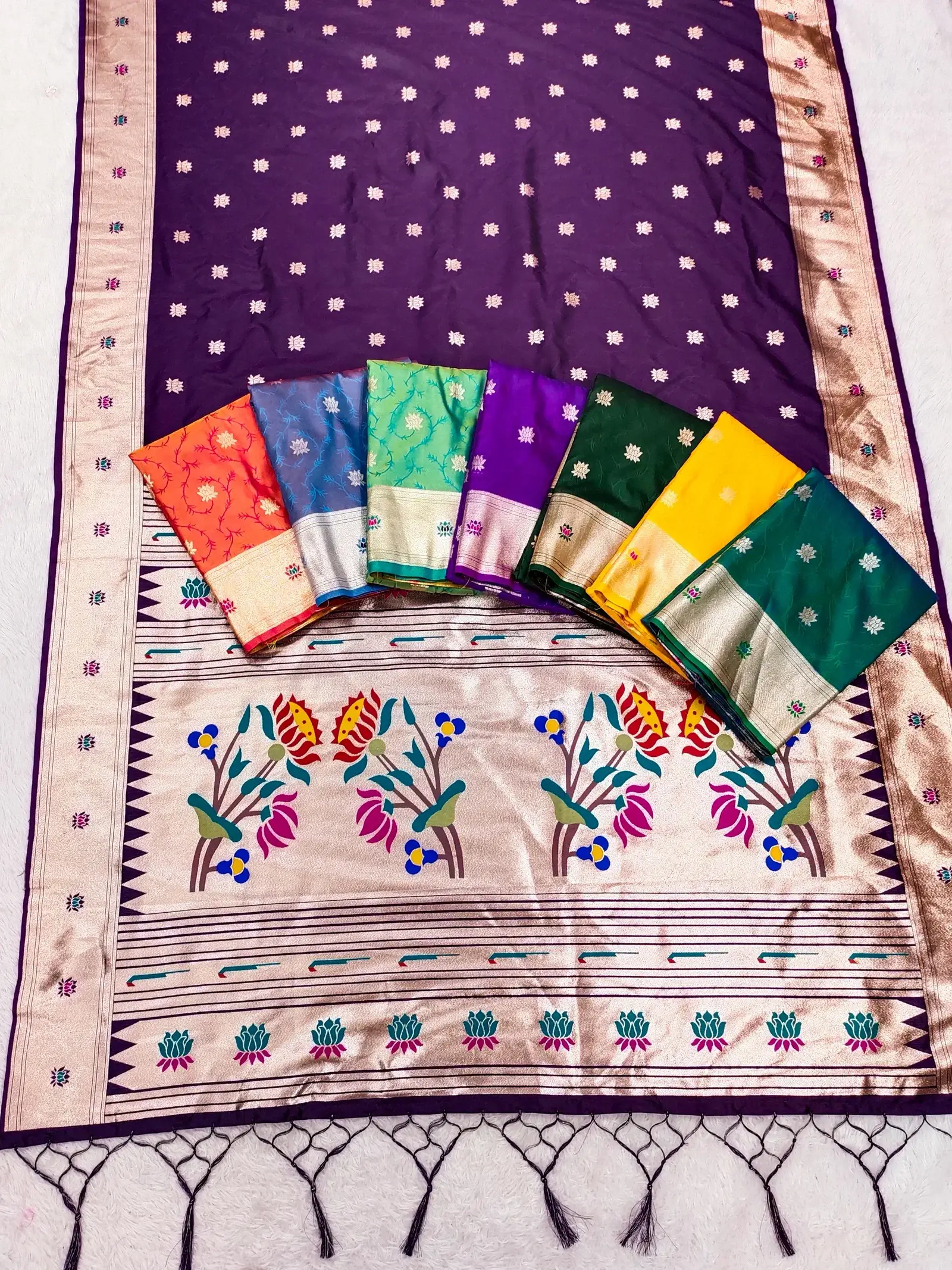 Mb 02 Soft Paithani Silk Meenakari Weaving Saree Collection