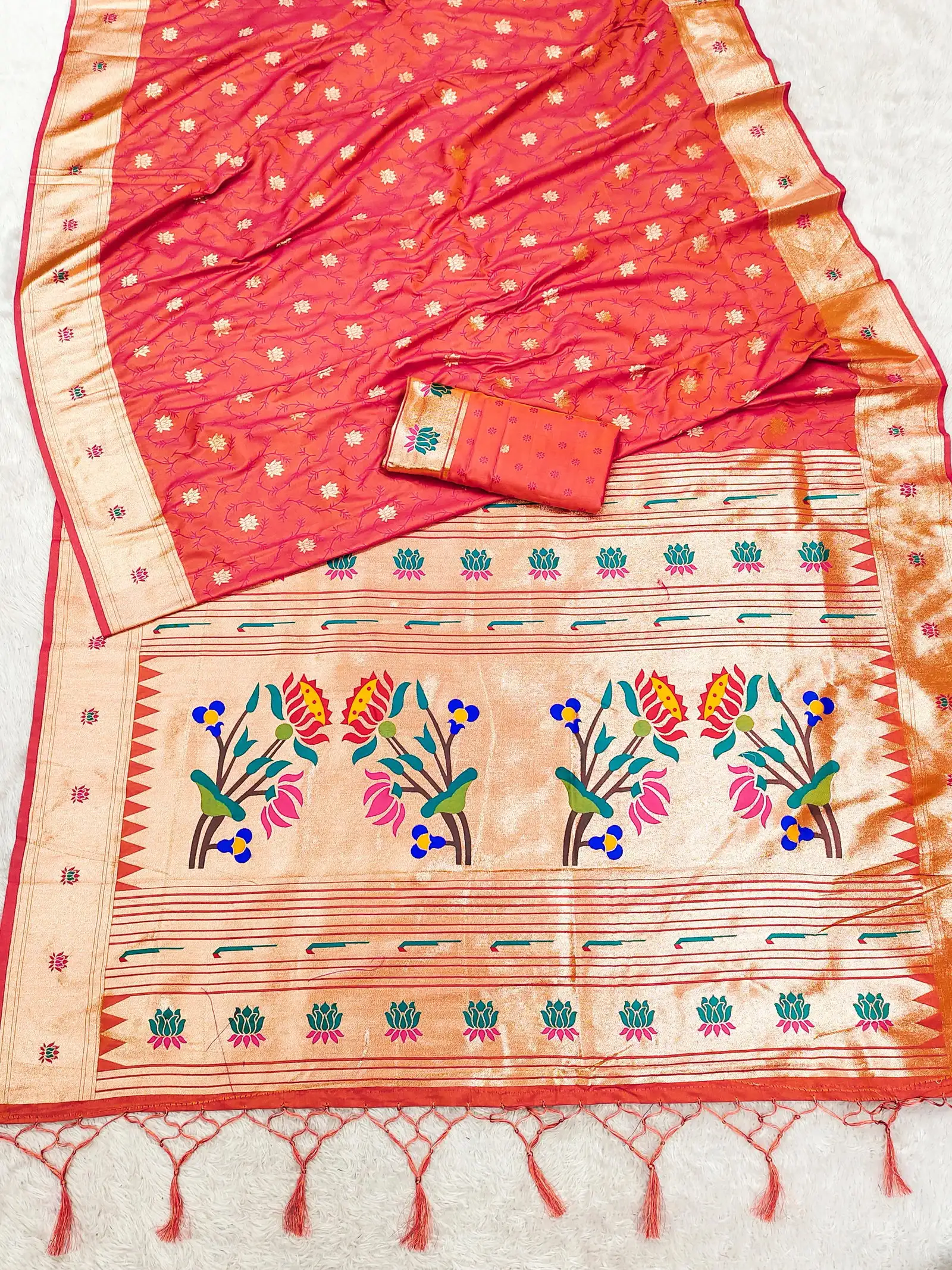Mb 02 Soft Paithani Silk Meenakari Weaving Saree Collection