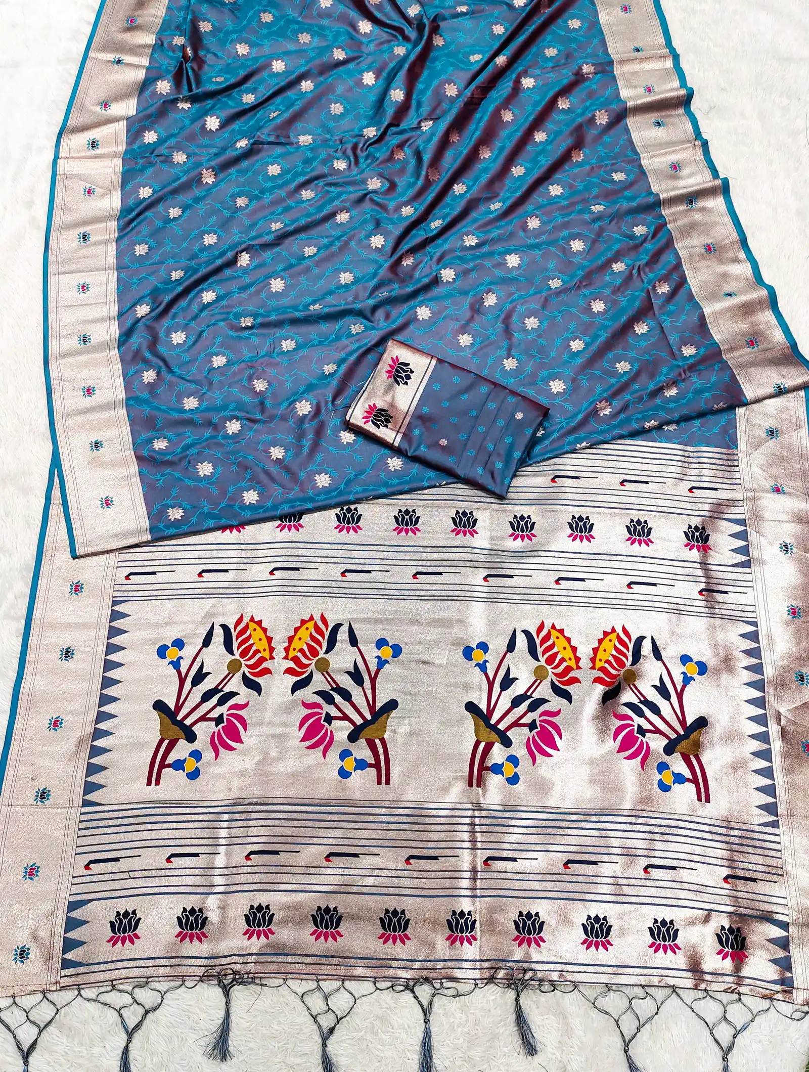 Mb 02 Soft Paithani Silk Meenakari Weaving Saree Collection