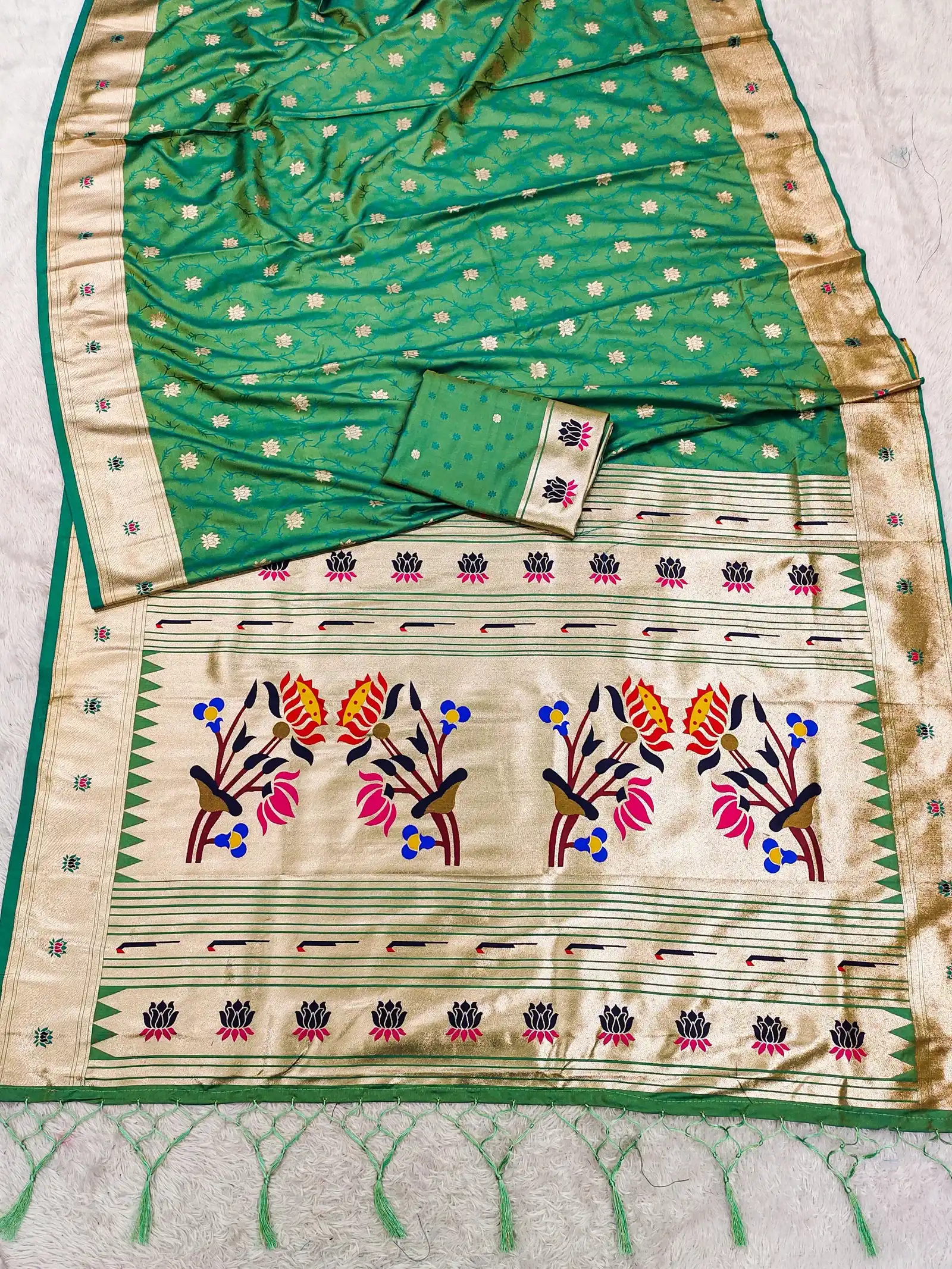 Mb 02 Soft Paithani Silk Meenakari Weaving Saree Collection