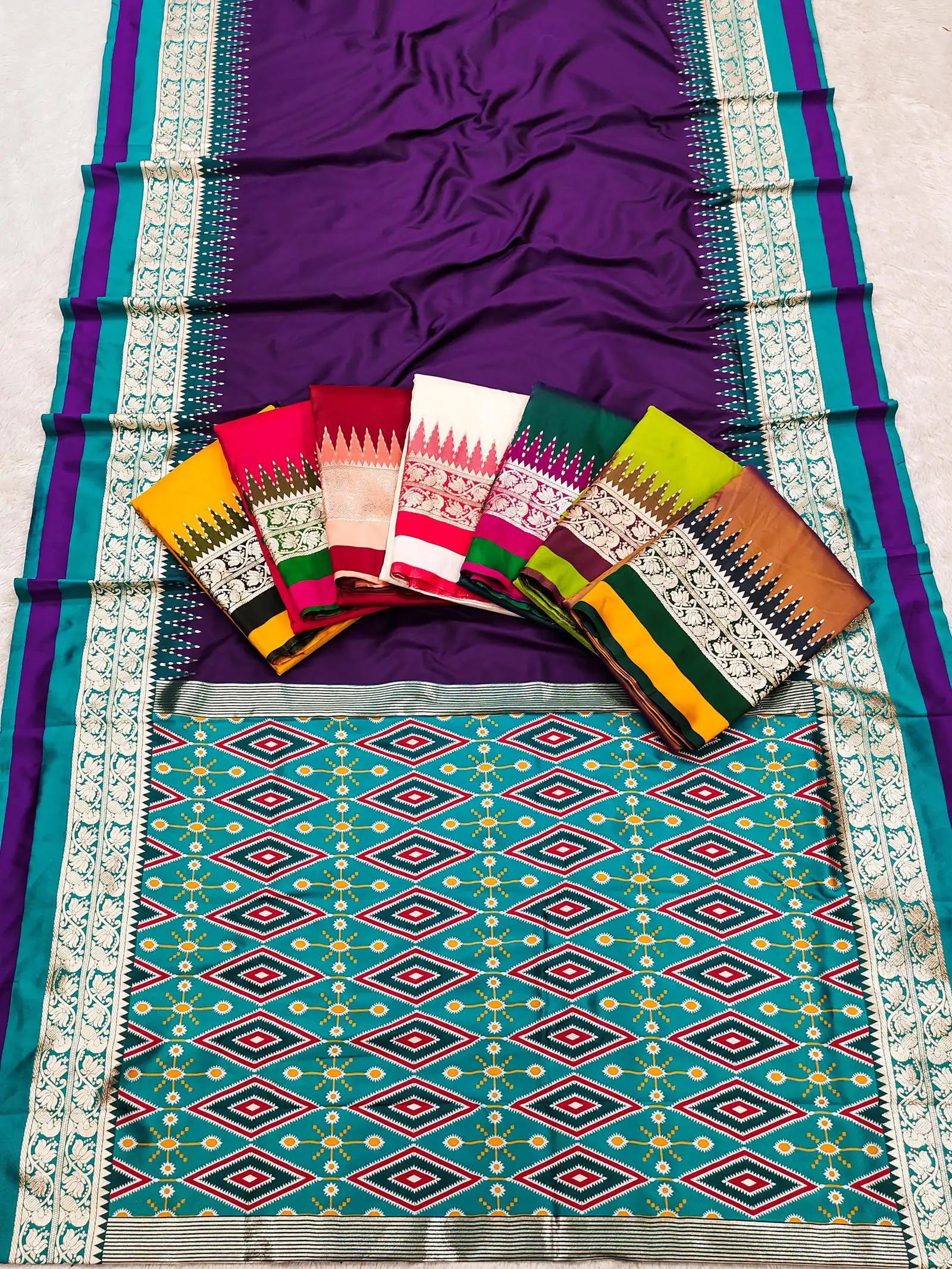 Mb 261 Silk Blend Zari Work Patola Style Pallu Saree Collection