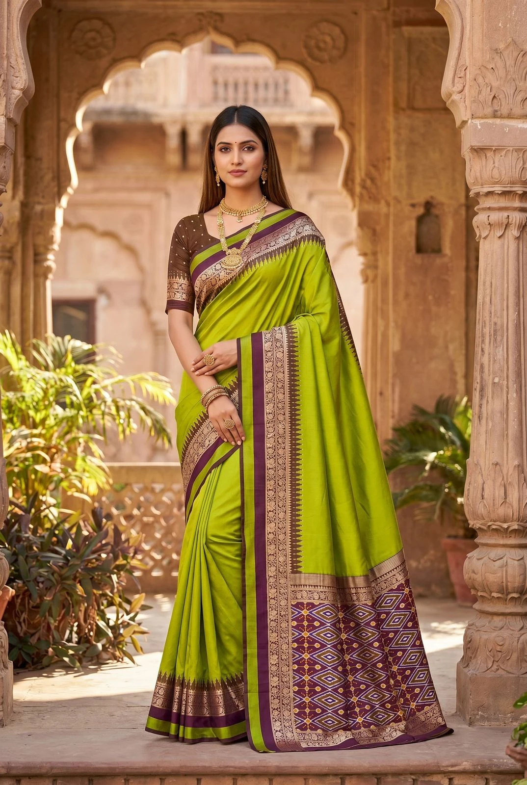 Mb 261 Silk Blend Zari Work Patola Style Pallu Saree Collection