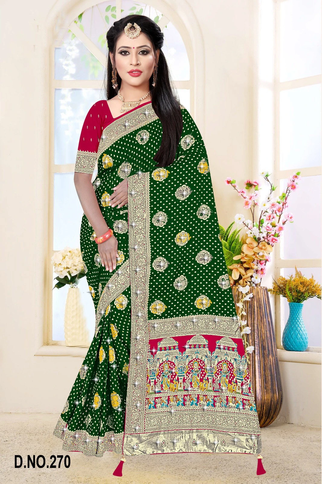 Reva Kasturi Nylone Sattin Swaroski Vol 3 Satin Contrast Pallu Saree Collection