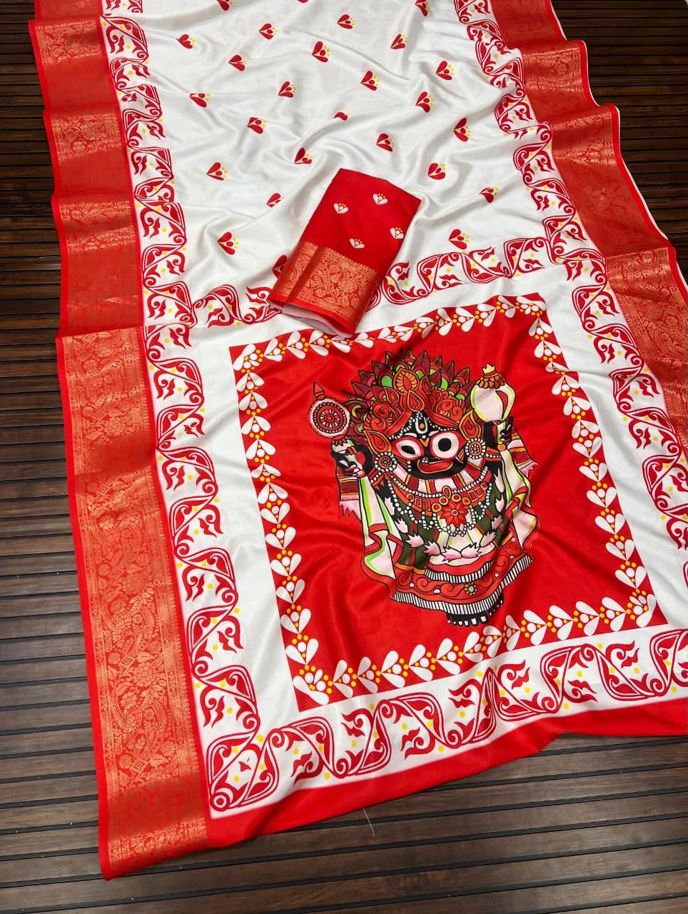 Scjb Durga a Lichi Silk Printed Durga Puja Special Saree Collection