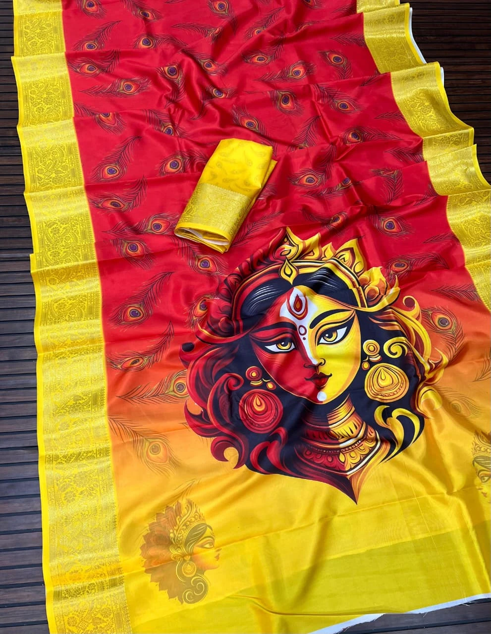 Scjb Durga a Lichi Silk Printed Durga Puja Special Saree Collection