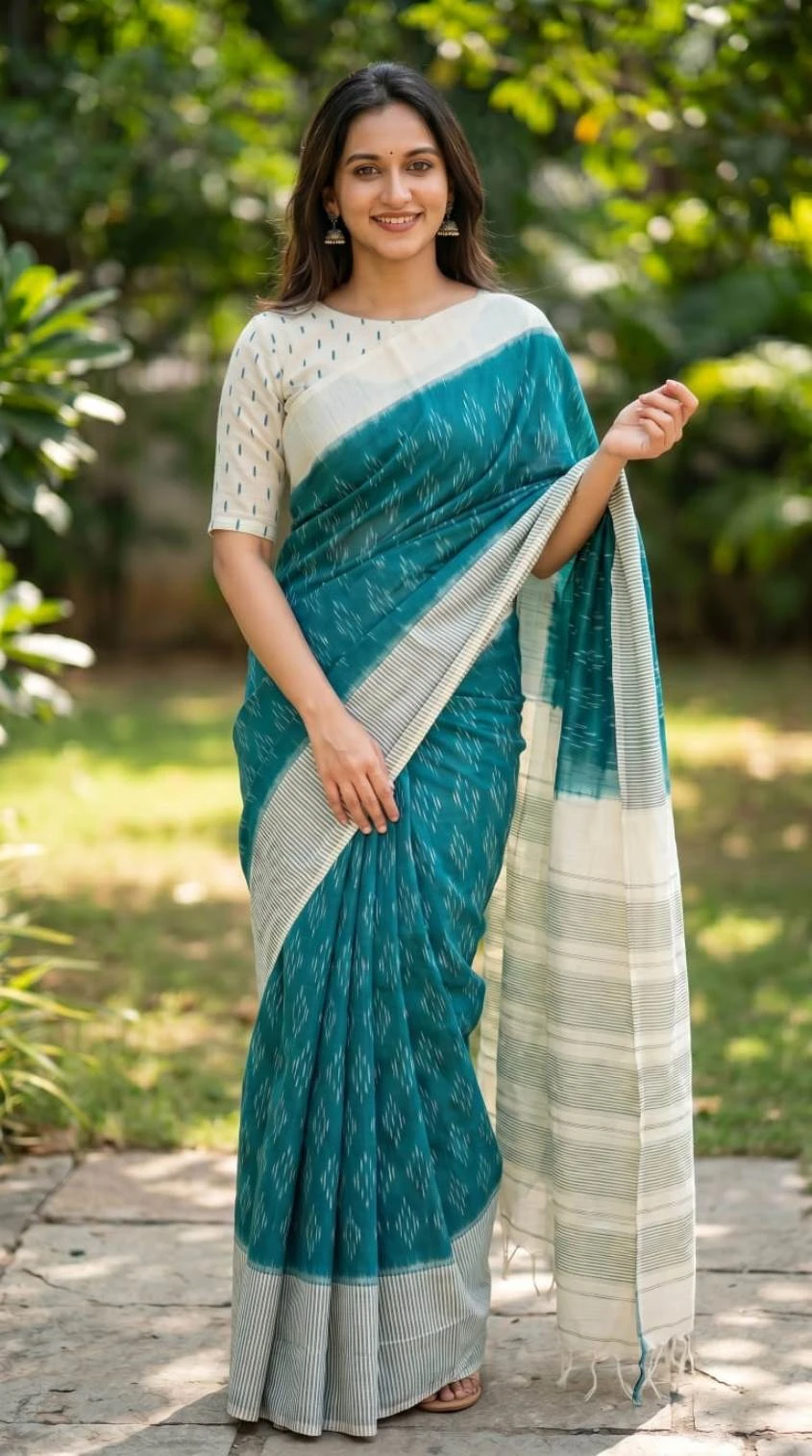 Sckr Ikkat D Linen Ikkat Printed Saree Collection