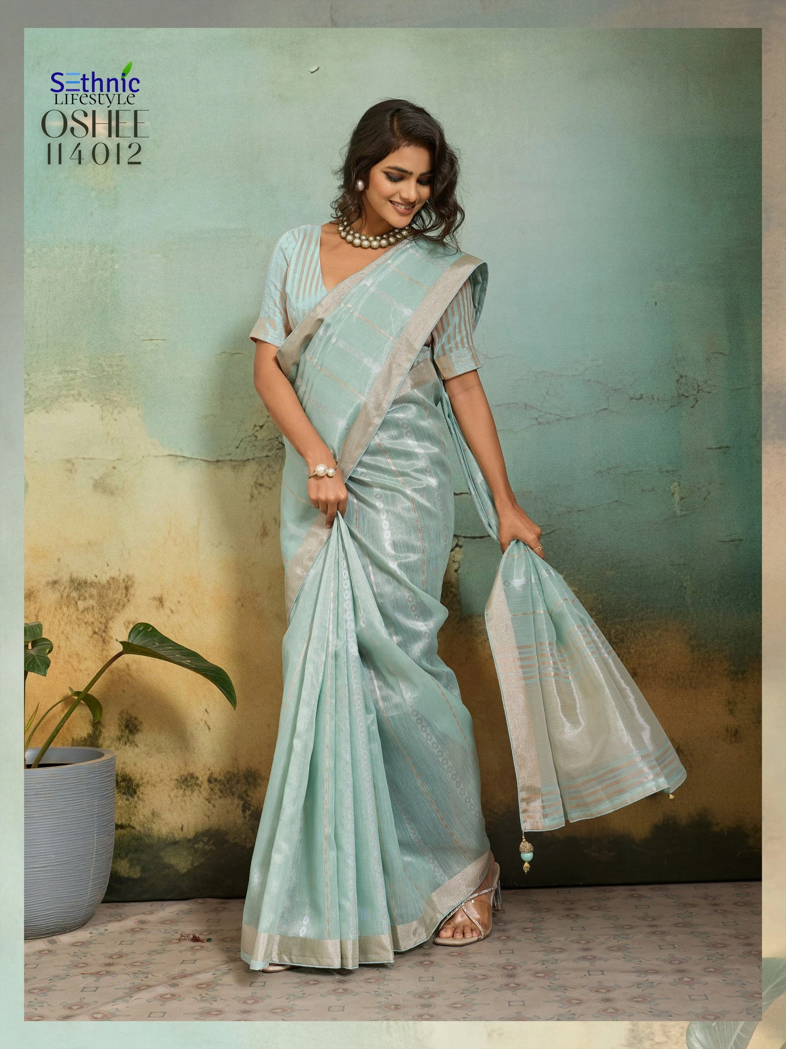 Sethnic Oshee Flex Tissue Linen Blend Zari Woven Saree Collection