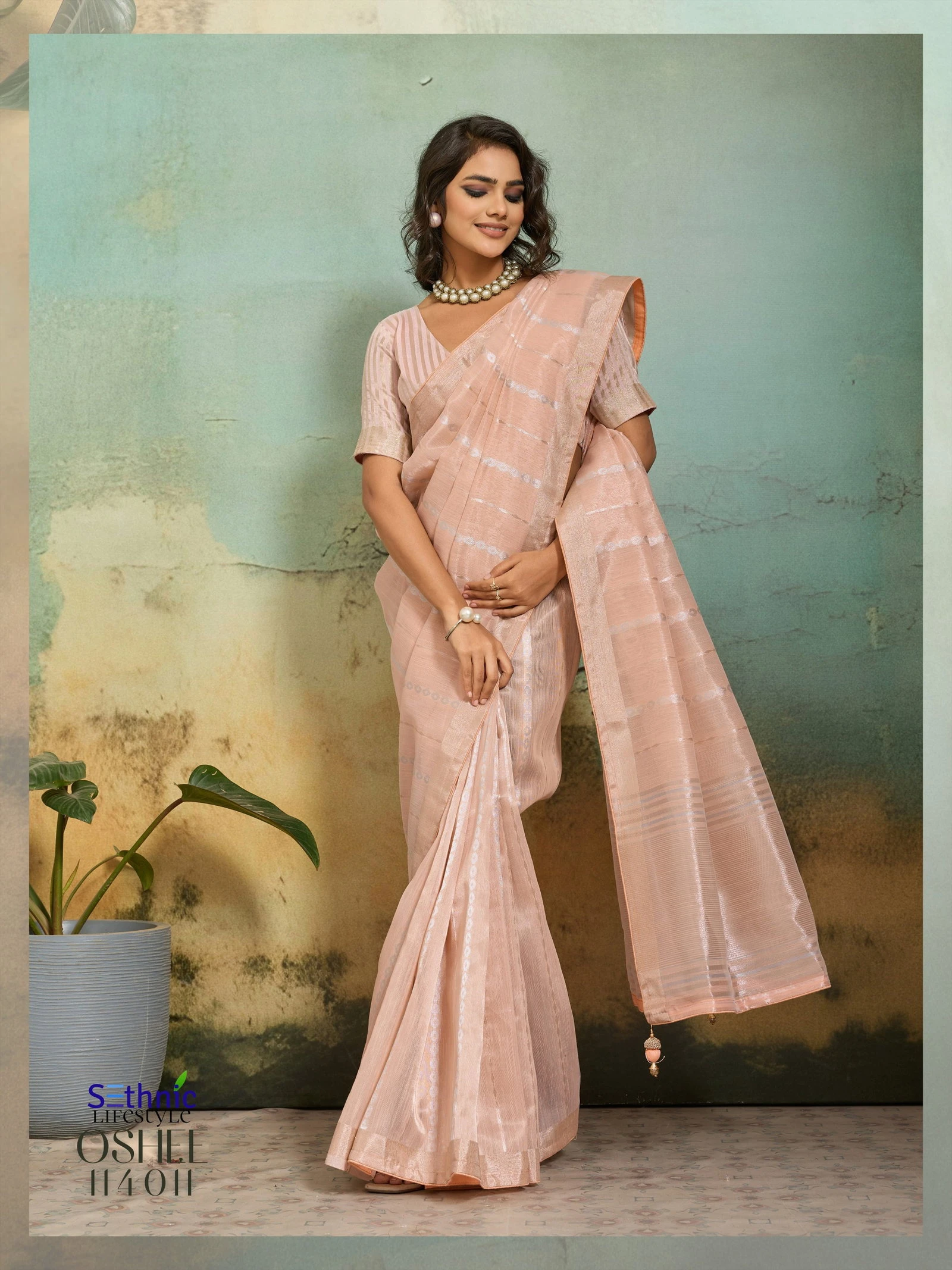 Sethnic Oshee Flex Tissue Linen Blend Zari Woven Saree Collection