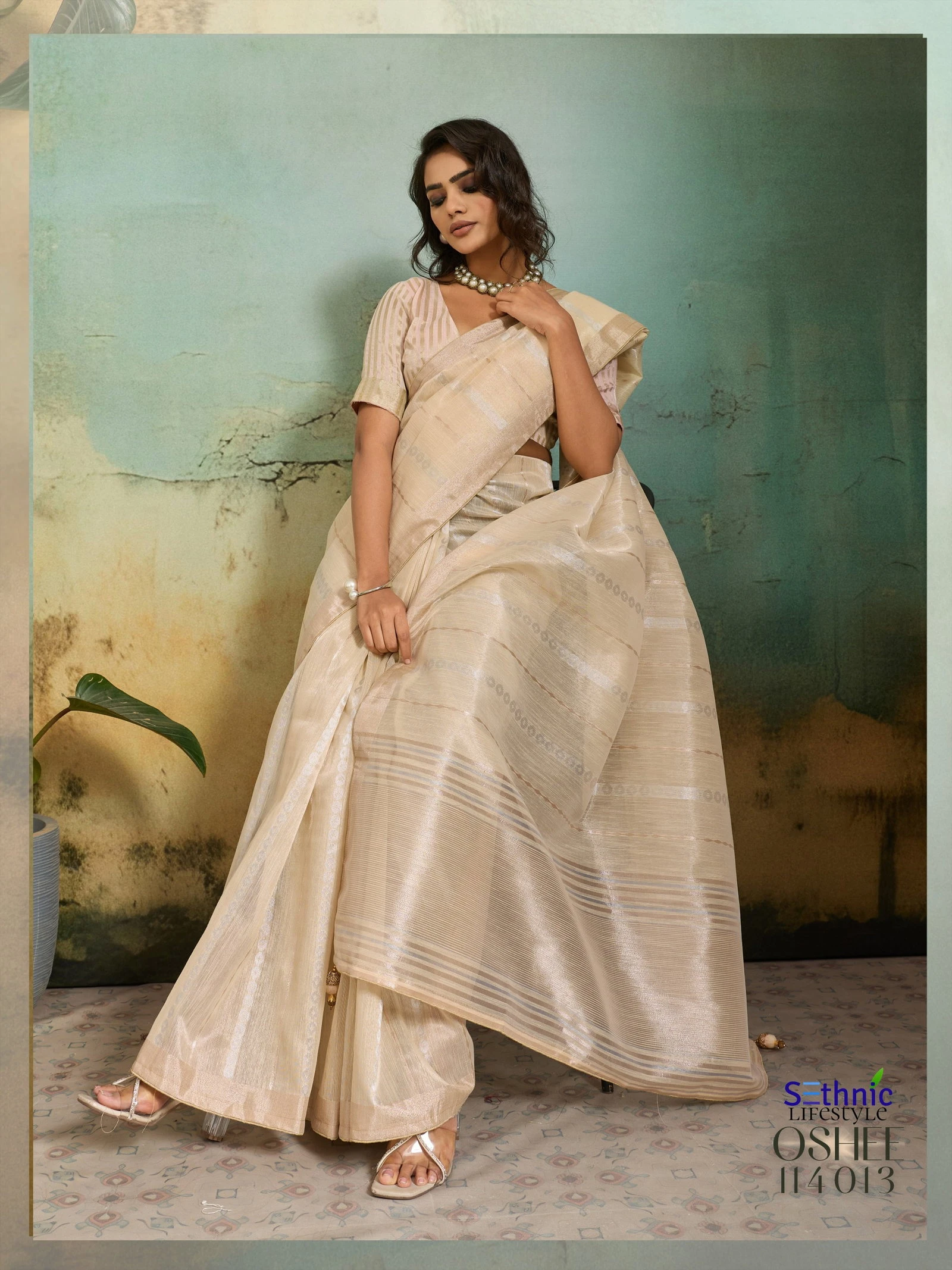 Sethnic Oshee Flex Tissue Linen Blend Zari Woven Saree Collection