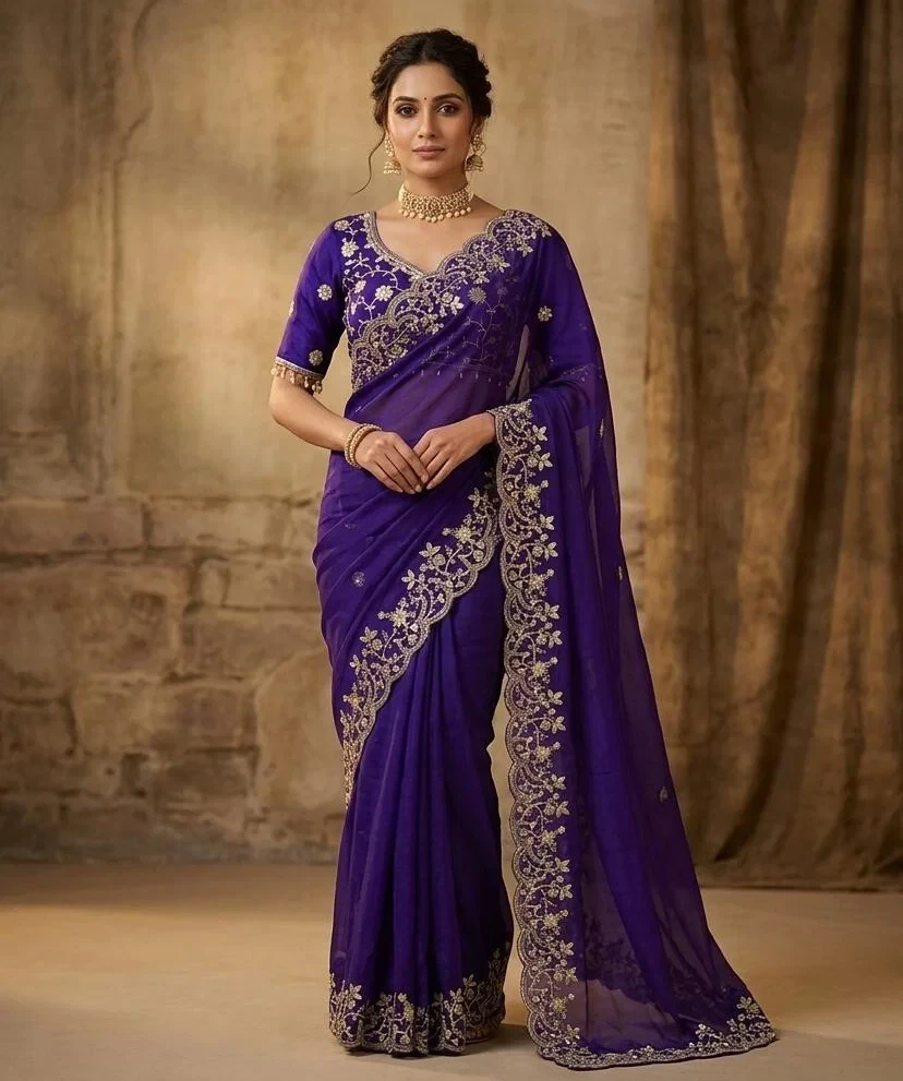 Vt 855 T Fandy Sattin Silk Embroidered Saree Collection